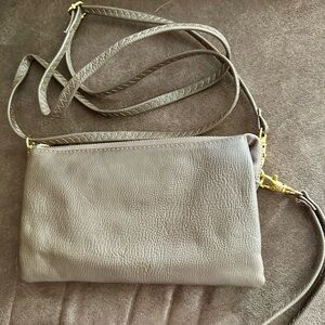 Taupe Leather Crossbody Bag